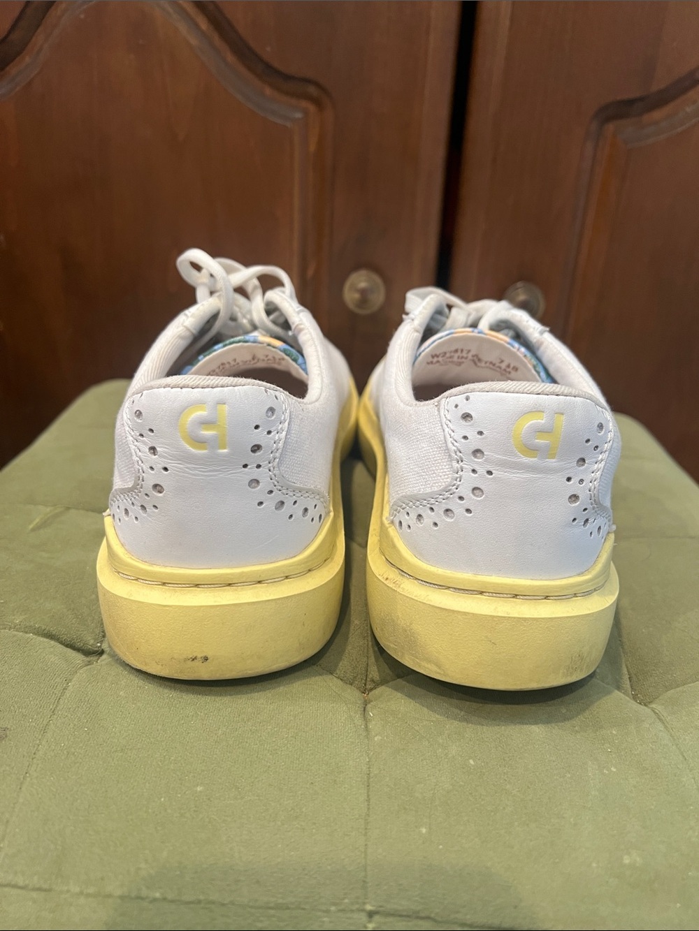 White Canvas Sneakers with Yellow Sole by Cole Haan - Picture 5 of 7